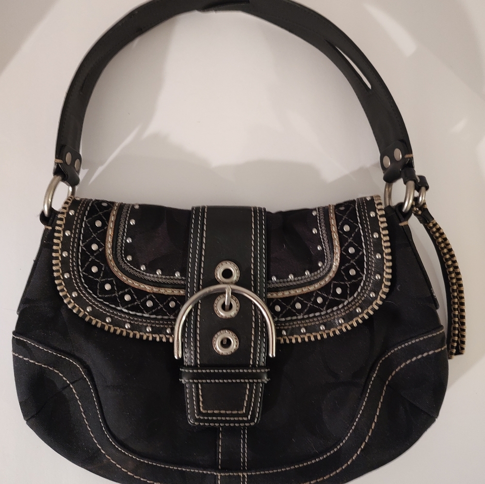 Coach Classic purse Black and Silver Hobo Bag